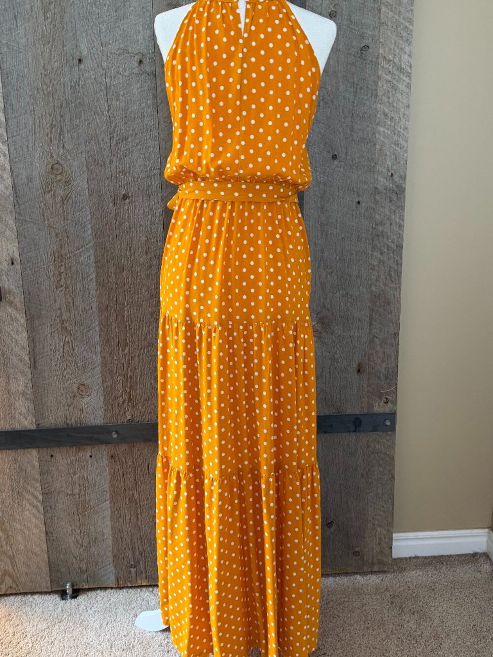 La Parisienne Yellow Dress with White Polkadots Size M - Picture 6 of 8